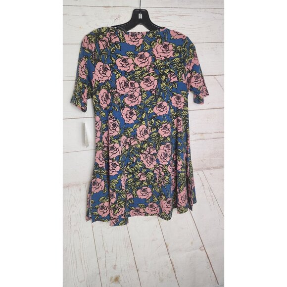 Lularoe XXS Pink Floral Crew Neck Shirt - Short Sleeve Polyester/Spandex Top - Picture 11 of 14